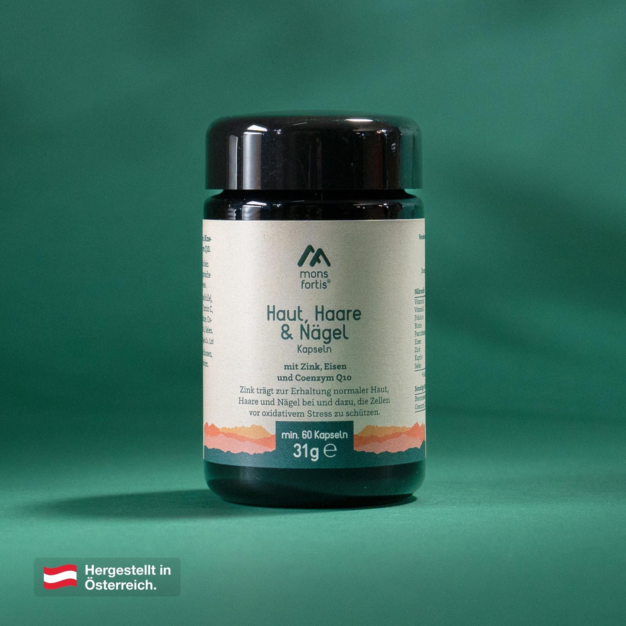 Mons Fortis Haut, Haare & Nägel Kapseln mit Biotin, 60 Stück
